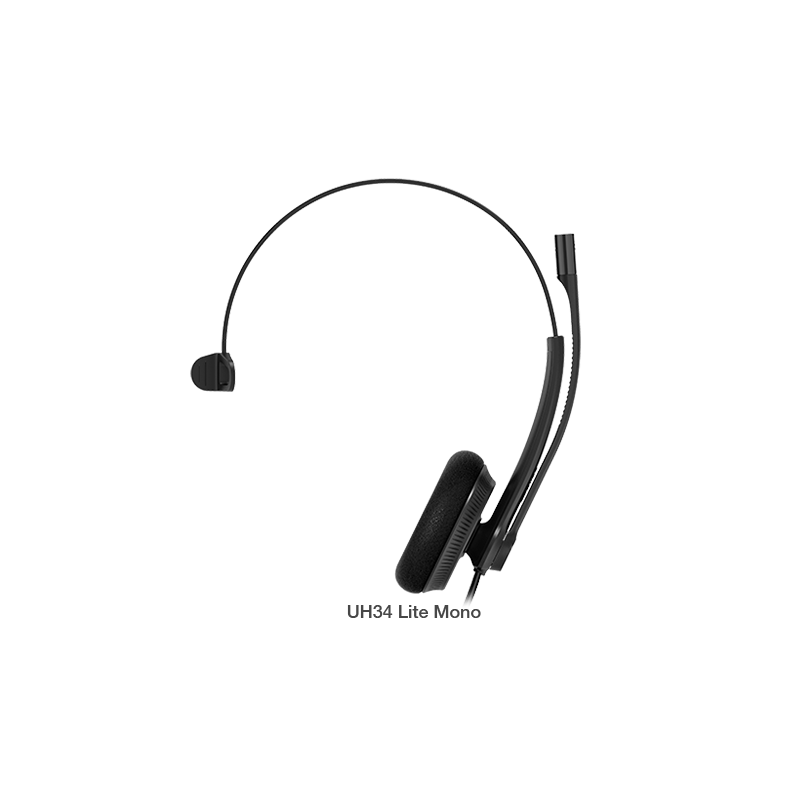 Yealink UH34 Lite Mono Teams USB Headset, Lightweight, All Day Wearing Comfort, Ear Wideband Noise Cancelling Microphone, Foa