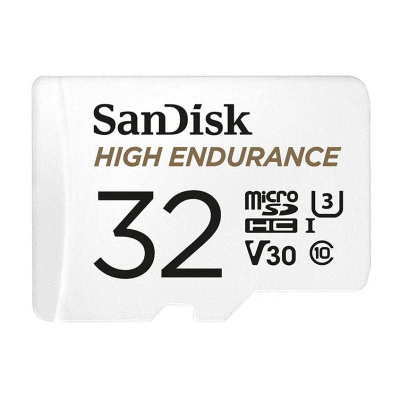 SanDisk High Endurance 32GB microSD 100MB/s 40MB/s 2.5K hrs 4K UHD C10 U3 V30 -40°C to 85°C Heat Freeze Shock Temp Water X-
