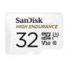SanDisk High Endurance 32GB microSD 100MB/s 40MB/s 2.5K hrs 4K UHD C10 U3 V30 -40°C to 85°C Heat Freeze Shock Temp Water X-