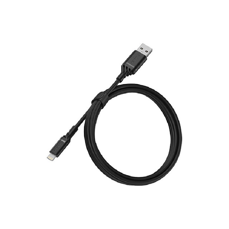 OtterBox Lightning to USB-A (2.0) Cable (1M) - Black (78-52525), 3 AMPS (60W), MFi, 3K Bend/Flex, 480Mbps Transfer, Durable, 