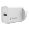 Verbatim USB Charger Single Port 2.4A - White Single Port Wall Charger Rohs, CE, Apple, Android, tablet, Handheld. OC, OV, SS