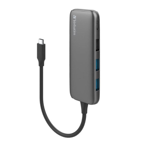 Verbatim USB-C Hub with 2 x USB-A 3.2 Gen 1 supports up to 5Gbps data transfer, 1 x USB-C supports up to 5Gbps data transfer 