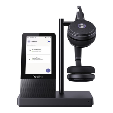 Yealink WH66 Dual Teams DECT Wireless Headset, UC Workstation, HD Voice, 2-Mic Noise Cancellation&330° Adjustable, Leather E