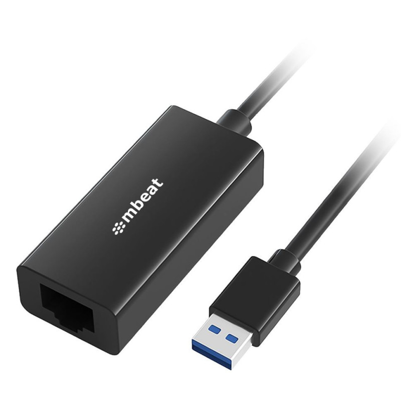 (LS) mbeat® USB 3.0 Gigabit Etherent Adapter - Black RJ45, up to 1000Mbps speed. Compact and lightweight Material: ABS Plast
