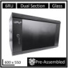 LDR Assembled 6U Hinged Wall Mount Cabinet (600mm x 550mm) Glass Door - Black Metal Construction - Top Fan Vents - Side Acces