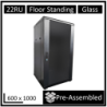 LDR Assembled 22U Server Rack Cabinet (L600mm x W1000mm x H1070mm), Glass Door,1x 8-Port PDU, 1x 4-Way Fan, 2x Fixed Shelves 