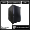 LDR Assembled 18U Server Rack Cabinet (600mm x 800mm) Glass Door, 1x 8-Port PDU, 1x 4-Way Fan, 2x Fixed Shelves - Black Metal