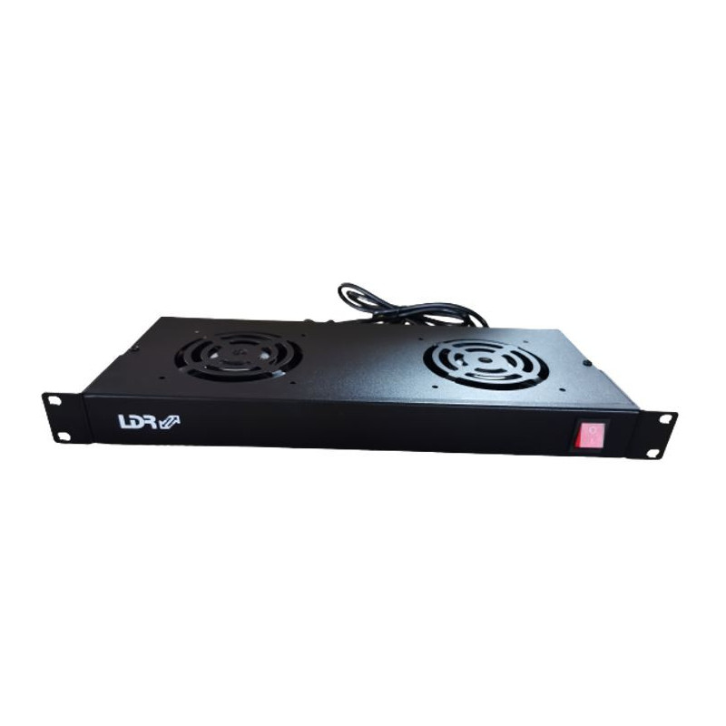 LDR 2 Way Rackmountable Fan Kit with power switch - 2x Fans - 1U Size - Black Metal Construction