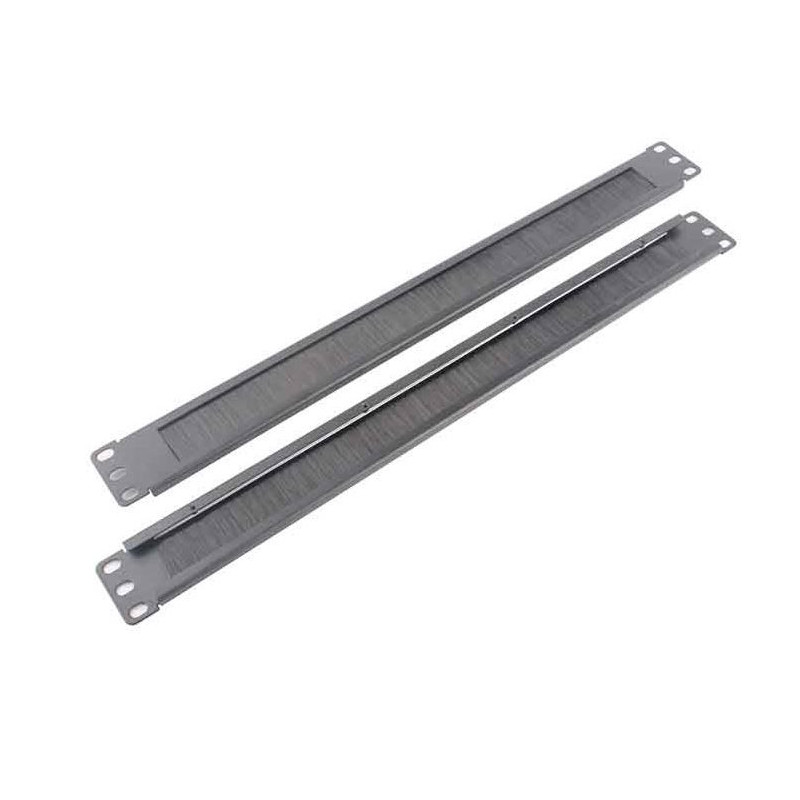 LDR 1U 19' Cable Management Brush Rail (Brush Panel) - Black Metal Construction