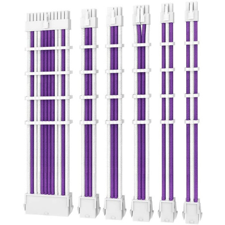 Antec PSU -  Sleeved Extension Cable Kit V2 - Purple / White. 24PIN ATX, 4 4 EPS, 8PIN PCI-E, 6PIN PCI-E, Compatible with Sta