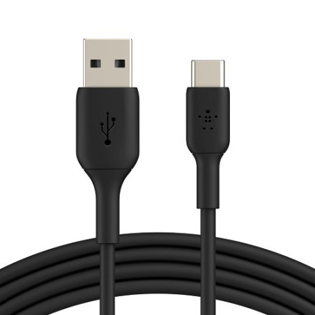 Belkin BoostCharge USB-C to USB-A Cable (1M) - Black (CAB001bt1MBK), 3A/15W, 480Mbps, 25K  Bends, Samsung, USB-IF Certified, 