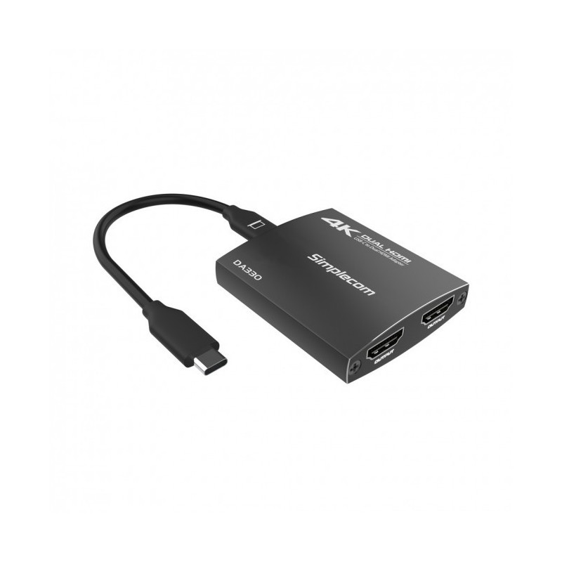Simplecom DA330 USB-C to Dual HDMI MST Adapter 4K@60Hz with PD and Audio Out
