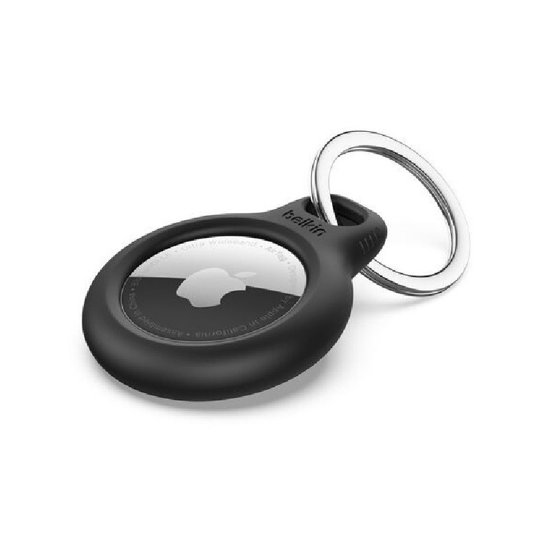 Belkin Secure Holder With Key Ring for AirTag - Black (F8W973btBLK), Twist & Lock Design, Raised Edges, 2 Years Warranty