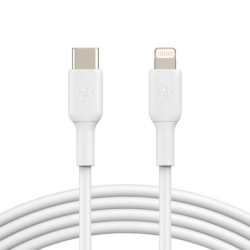 Belkin BoostCharge Lightning to USB-C Cable (1M) - White (CAA003bt1MWH), 3A/18W,480Mbps,25K  Bends, Apple iPhone/iPad, MFi-Ce