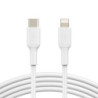 Belkin BoostCharge Lightning to USB-C Cable (1M) - White (CAA003bt1MWH), 3A/18W,480Mbps,25K  Bends, Apple iPhone/iPad, MFi-Ce