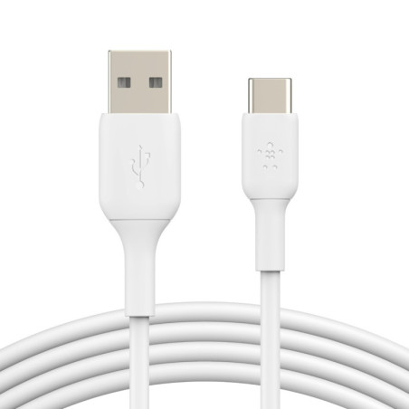Belkin BoostCharge USB-C to USB-A Cable (1M) - White (CAB001bt1MWH), 3A/15W, 480Mbps, 25K  Bends, Apple, Samsung, USB-IF Cert