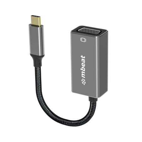 (LS) mbeat® Elite USB-C to VGA Adapter - Coverts USB-C to VGA Female Port,  Supports up to1920×1080@60Hz - Space Grey Weigh