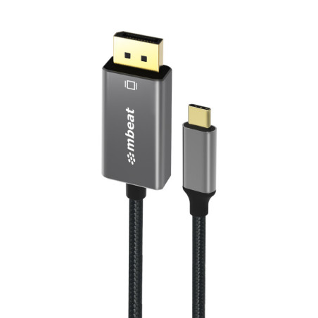 mbeat® Tough Link 1.8m 4K USB-C to Display Port Cable - Converts USB-C to DisplayPort,4K@60Hz (3840×2160), Gold Plated, Alu