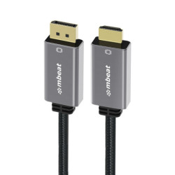 mbeat® Tough Link 1.8m 4K/60Hz Display Port to HDMI Cable -  Connects DisplayPort to HDMI 4K@60Hz (3840×2160), Gold Plated,