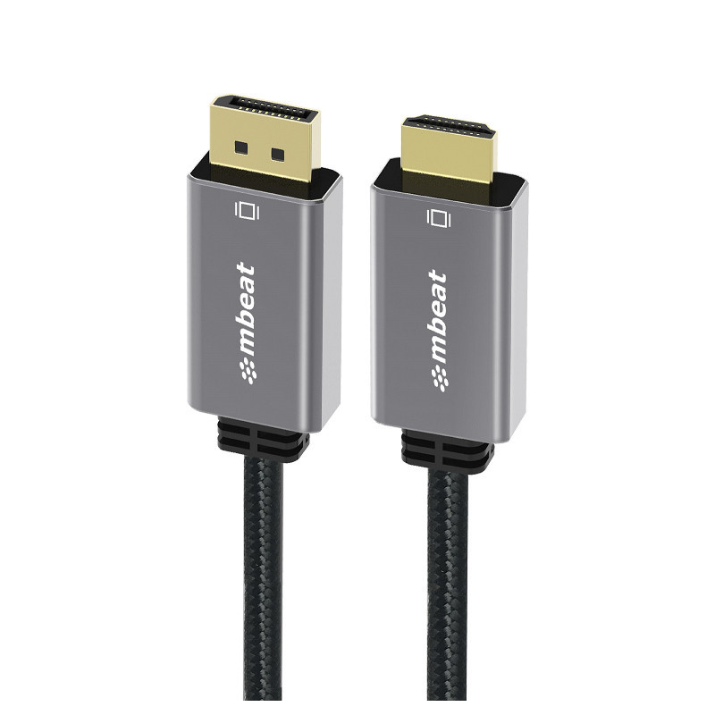 mbeat® Tough Link 1.8m 4K/60Hz Display Port to HDMI Cable -  Connects DisplayPort to HDMI 4K@60Hz (3840×2160), Gold Plated,