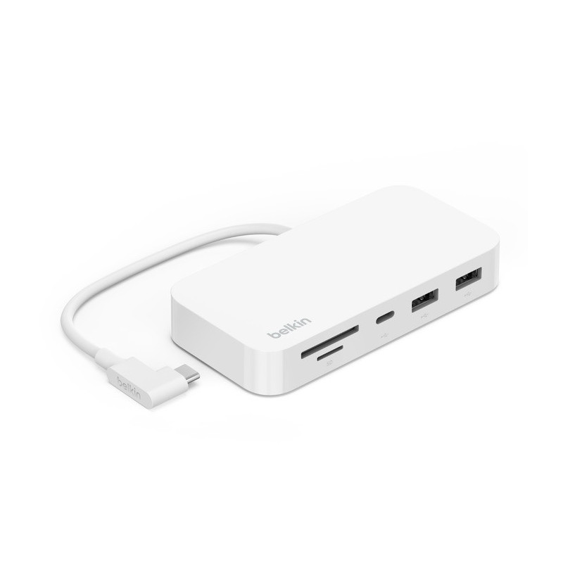 Belkin Connect USB-C 6-in-1 Multiport Hub with Mount - White (INC011btWH), 10Gbps, 2x USB-A, USB-C, SD 3.0 & MicroSD Card Rea