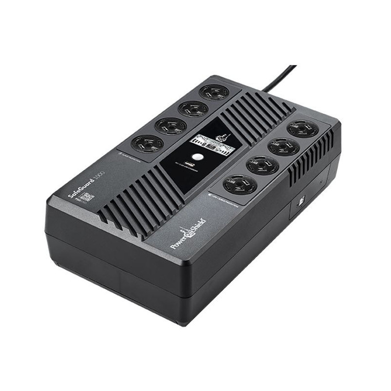 PowerShield SafeGuard 1000VA/600W Line Interactive, Powerboard Style UPS with AVR, 8 AUS sockets, wall mountable, 2-year warr