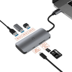 Cygnett Unite SlimMate 6-in-1 USB-C Multiport Hub Adapter Dock-(CY3316HUBC3)3xUSB-A 3.0 1xUSB-C 100W PD 1xSD 1xMicroSD High-S
