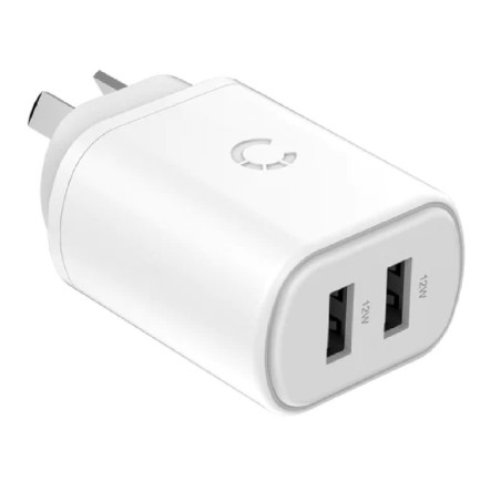 Cygnett PowerPlus 12W Dual Port Wall Charger - White (CY3671PDWLCH), 2x USB-A (12W), Lightweight & Compact Design, Charge 2x 