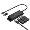 mbeat® Mountable 4-Port USB-A & USB-C Adapter Hub - 60cm Data Cable, USB 3.0, 2.0 High-Speed Data Port Expansion, Save Space