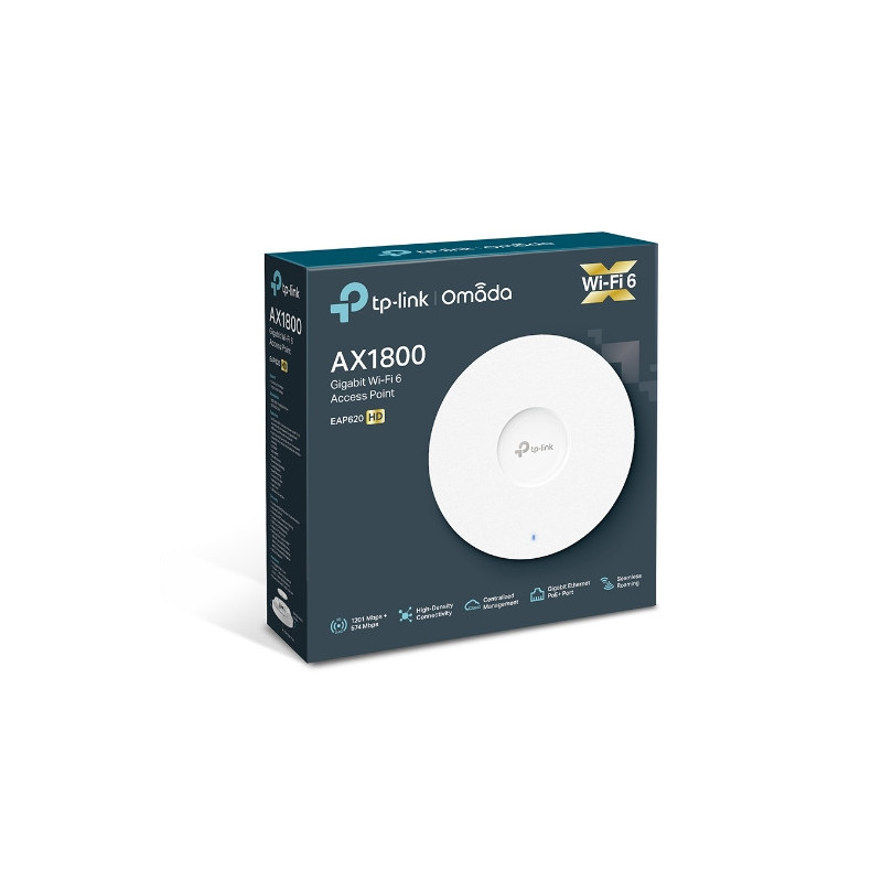 TP-Link EAP620 HD Omada AX1800 Wireless Dual Band Ceiling Mount Access Point, 1201Mbps @ 5GHz , OFDMA, MU-MIMO, QoS, Mountabl
