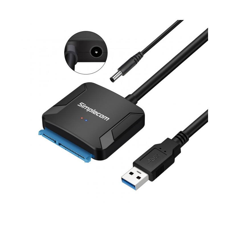 Simplecom SA236 USB 3.0 to SATA Adapter Cable Converter with Power Supply for 2.5' & 3.5' HDD SSD