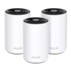 TP-Link Deco XE75 Pro(3-pack) AXE5400 Tri-Band Mesh Wi-Fi 6E System, 574 Mbps at 2.4 GHz   2402 Mbps at 5 GHz   2402 Mbps at 