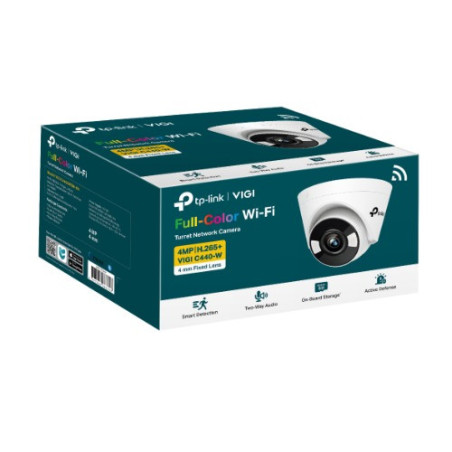 TP-Link VIGI 4MP C440-W(4mm) Full-Colour Wi-Fi Turret Network Camera,4mm Lens, Smart Detection, 3YW