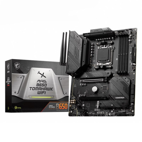 MSI MAG B650 TOMAHAWK WIFI AMD AM5 ATX Motherboard, 4x DDR5 ~64GB, 1x PCI-E x16, 3x M.2, 6x SATA, 2x USB2.0, 8x USB 3.2, 1x U