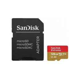 SanDisk Extreme microSDXC, SQXAA 128GB, V30, U3, C10, A2, UHS-I, 190MB/s R, 90MB/s W, 4x6, SD adaptor, Lifetime Limited, Acti
