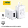 USP 10W USB-A Fast Wall Charger - White, Intelligent Chip, Smart Charging, Output Voltage DC5V/3A, Output Current 2A max, 2 Y
