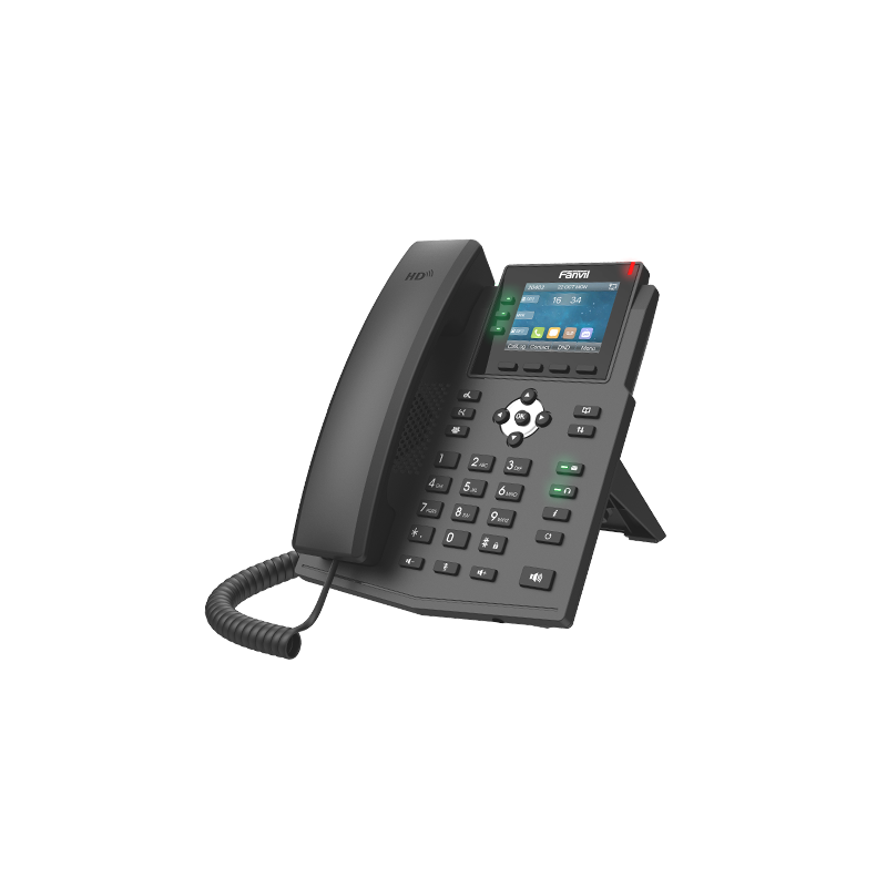 Fanvil X3U Pro Enterprise IP Phone - 2.8' Colour Screen, 3 Lines, No DSS Buttons, Dual Gigabit NIC, HD Audio Quality, 6 SIP L