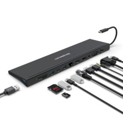 Simplecom CHN622 USB-C 12-in-1 Multiport Docking Station Laptop Stand Dual HDMI   VGA Triple Display Gigabit LAN