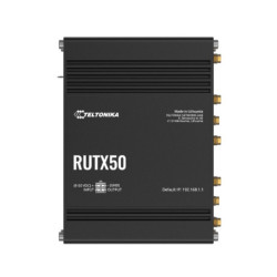 Teltonika RUTX50 Industrial 5G Router, 5G dual SIM cellular, 5x Gigabit Ethernet ports, dual-band WI-Fi, PSU included
