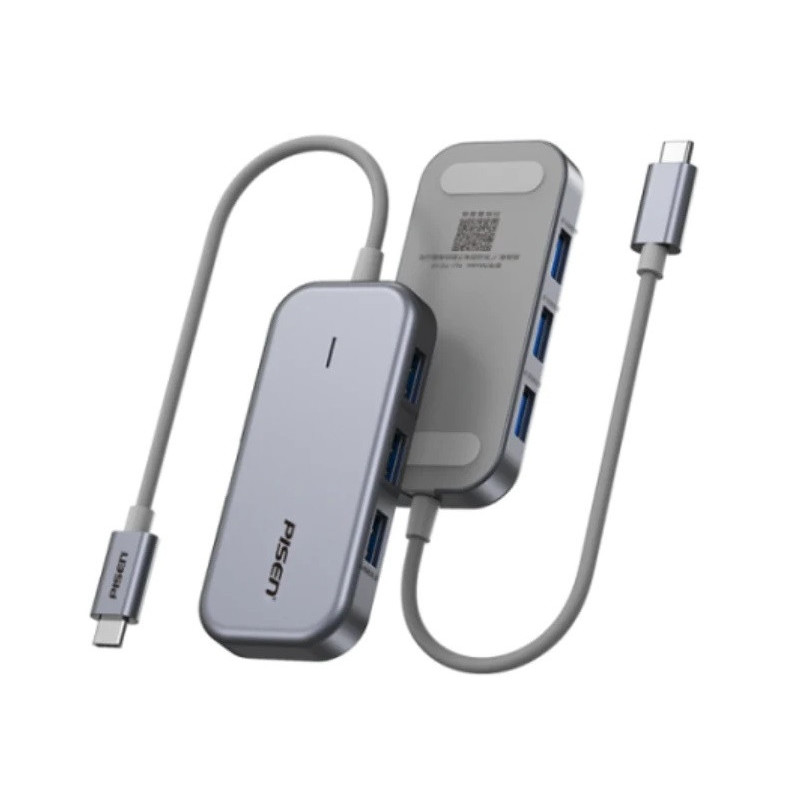 Pisen 11-in-1 Multi-Port USB-C Multiport Hub Adapter Docking Station 4xUSB-A(3.0 &2.0) 1xUSB-C 100W PD 1x4K HDMI 1xRJ-45 1xSD