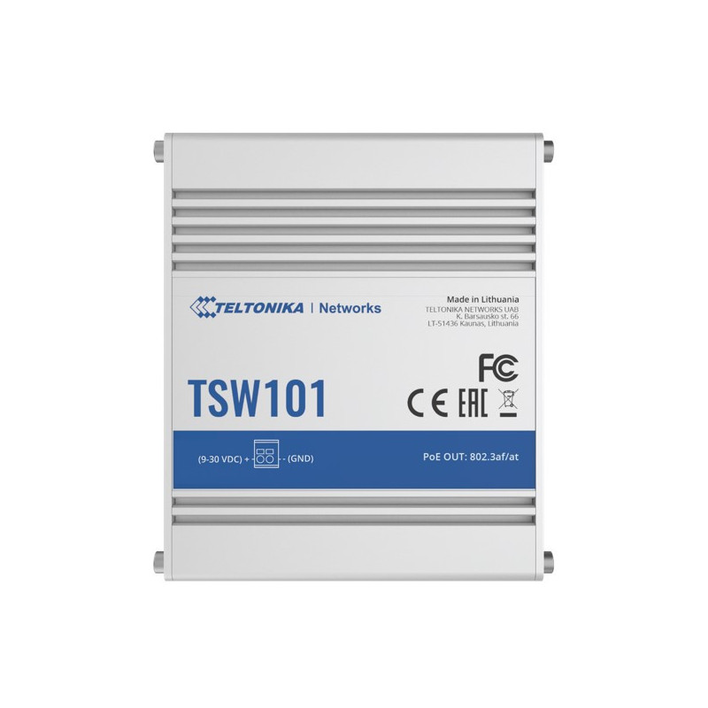 Teltonika TSW101 Automotive POE  Switch, 4x PoE Ports, 5 x Gigabit Ethernet Ports with speeds of up to 1000 Mbps, PSU exclude