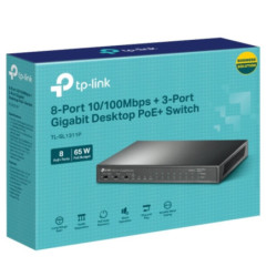 TP-Link TL-SL1311P 8-Port 10/100Mbps   3-Port Gigabit Desktop Switch with 8-Port PoE , Extend Mode for 250m PoE Transmitting,