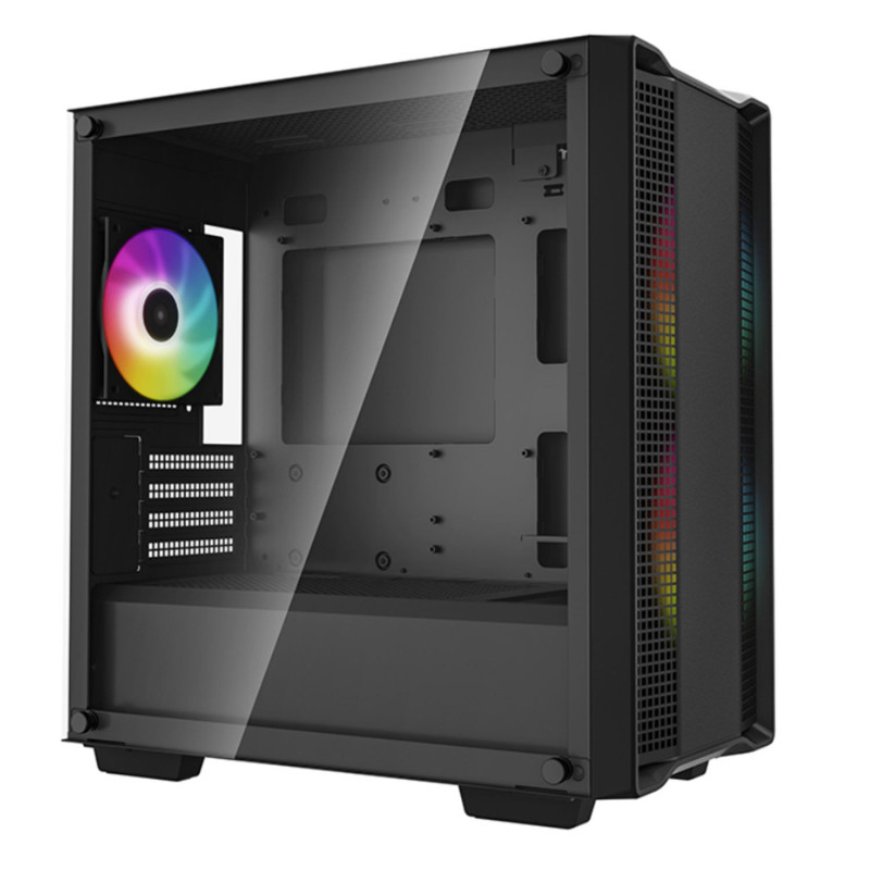 DeepCool CC360 ARGB Micro-ATX Case 3x120mm Pre-Installed ARGB Fans ,Tempered Glass Panel, Front USB3.0×1、USB2.0×1、Audio