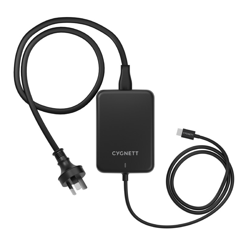 LS Cygnett PowerMaxx 140W USB-C GaN Laptop Charger - Black (CY4531PDWCH) Integrated 1M USB-C Cable,Fast Charging,Travel-Ready