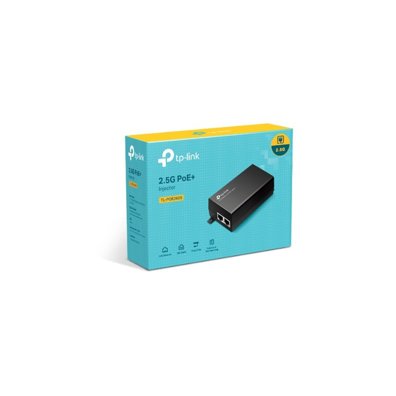 TP-Link TL-POE260S 2.5G PoE  Injector, 1× 2.5G PoE Port, 1× 2.5G Non-PoE Port, Data and Power Carried over The Same Cable U