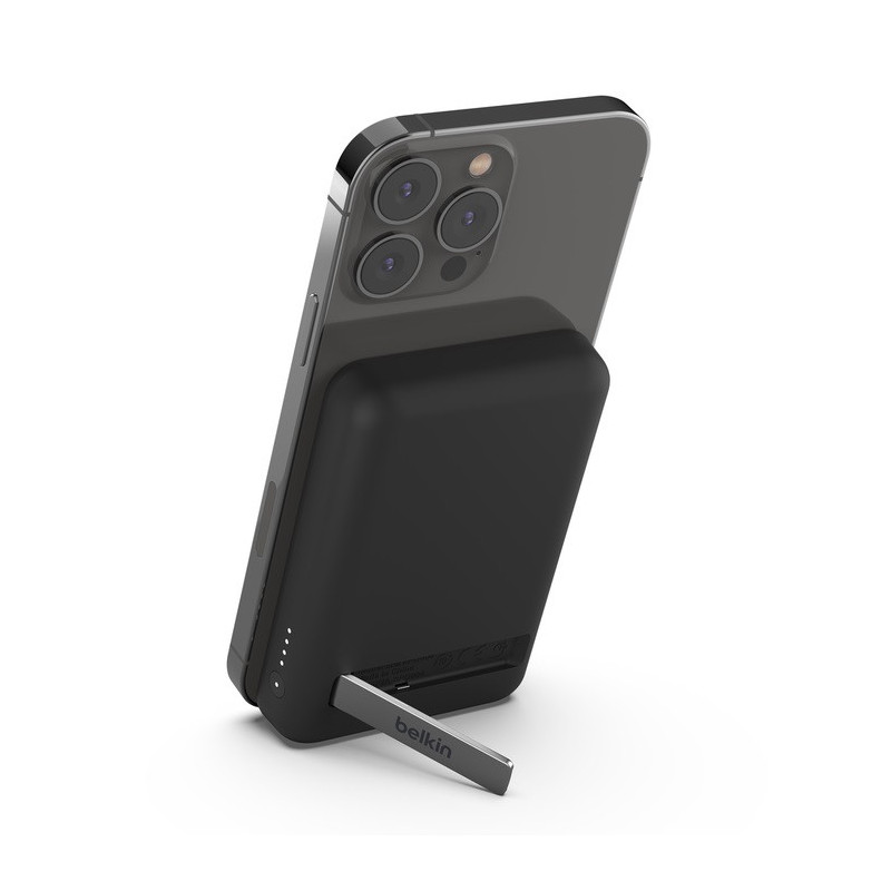 Belkin BoostCharge 5K mAh Magnetic Wireless Power Bank   USB-C Cable   Stand - Black (BPD004btBK), 7.5W, Compact & Light Desi