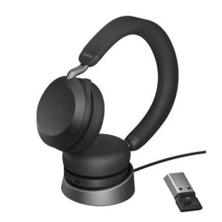 Jabra Evolve2 75 UC Bluetooth Headset, Includes Charging Stand & Link380a Dongle, 8-Mic Technology, 36 Hours Battery & Fast C