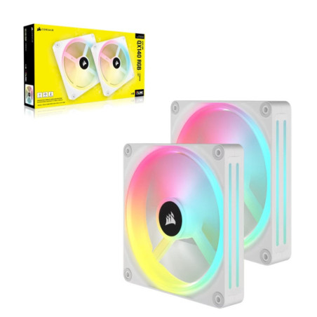 Corsair iCUE LINK QX140 RGB 140mm PWM PC Fans Starter Kit with iCUE LINK System Hub - White, Static Pressure Flow Type, 2000 