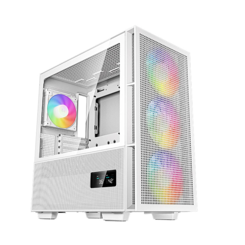 DeepCool CH560 DIGITAL White High Airflow Mid-Tower ATX Case, Digital Status Display, Magnetic Hybrid Mesh, 3 Pre-Installed 1