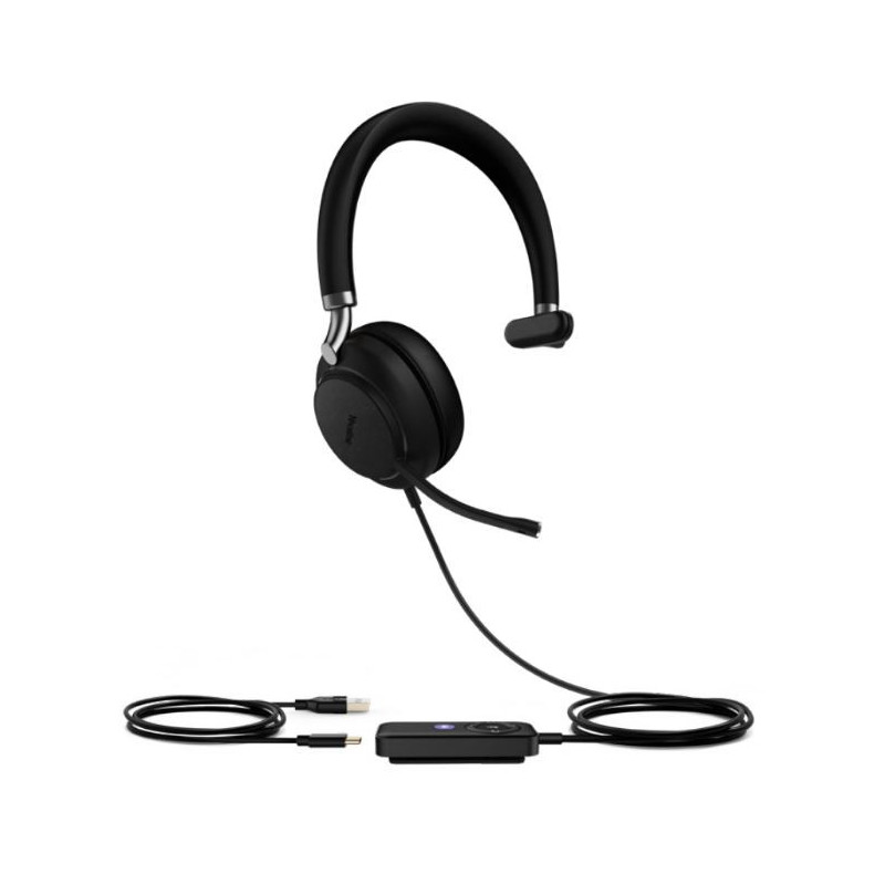 Yealink UH38 Mono Mode USB and Bluetooth Headset, USB-A,Teams Call Controller with Built-In Battery Dual Noise-Canceling Mics